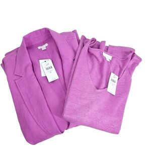 J.JILL Love Linen Wild Orchid Purple tank and Blazer Jacket Medium